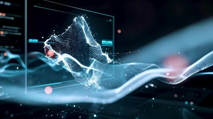 3D render of futuristic glowing nano material mesh with dynamic data, animated self healing material in digital simulation and advanced scientific analysis. - Powered by Adobe
