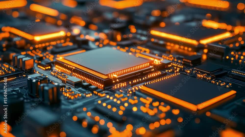 Aufkleber future tech circuit board chip data flow background