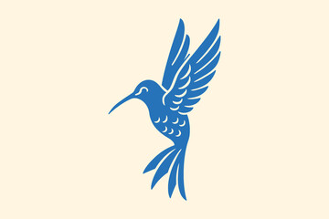 Hummingbird flying silhouette minimalist vector illustration