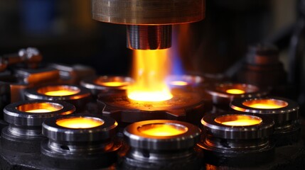 A machine is heating up a metal object