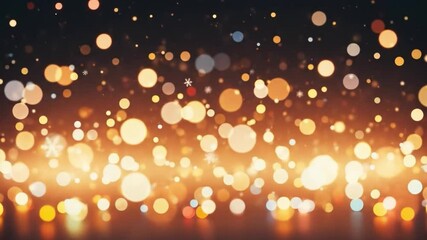 Abstract golden bokeh light effect with floating particles creating dreamy festive scene - Powered by Adobe