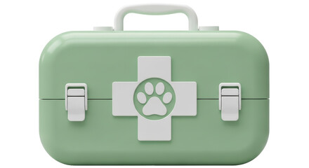 Isolated Green First Aid Kit with Paw Print
