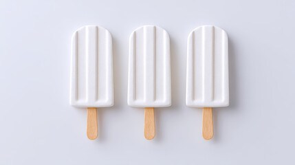 Three white ice cream sticks