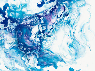 Blue and purple creative abstract hand painted background, marble texture, abstract ocean, acrylic painting on canvas