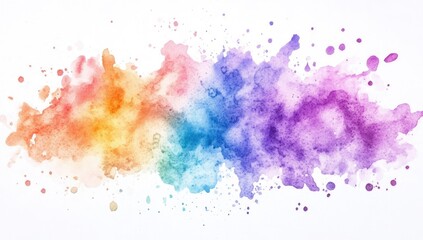 Fototapeta premium Abstract watercolor splatter, rainbow hues