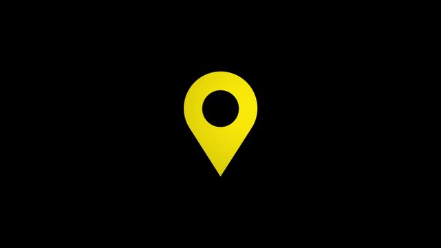 3D Map location icon animation isolated on black background