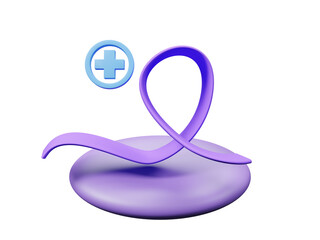 Cancer icon isolated on transparent background, Containing tumor, oncology, chemotherapy, biopsy, radiotherapy, ribbon, breast cancer, remission. Diagnosis, age indicators and awareness. 3d rendering