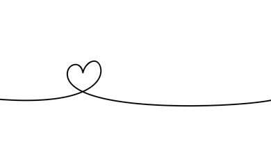 Minimalist Heart Line Art - Continuous Black Line Drawing