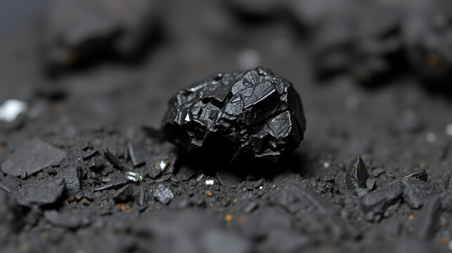 Tektite small black silikon dioxide stone of the extraterrestrial origin