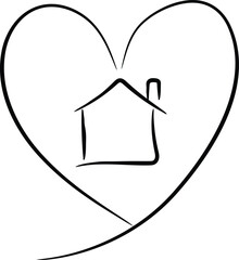 Heart Shape Encasing a Simple House Outline