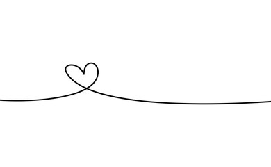 Heart shape. Continuous linear art doodle drawing vector illustration. Love one line symbol.