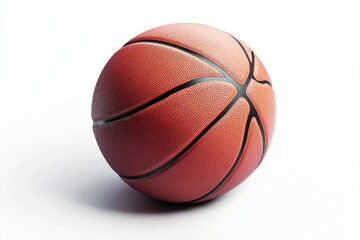 Fototapeta premium Orange basketball, slightly angled, on white background
