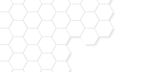 White Hexagonal Background. Luxury White Pattern.  Futuristic abstract honeycomb mosaic white...