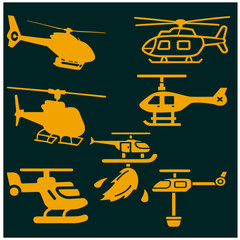 War Helicopter Vector Set 4