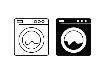 Washing Machine Black White Icon