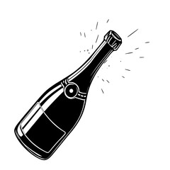 Champagne Celebration: A bold line art illustration of a champagne bottle popping, showcasing celebratory energy and graphic style.
