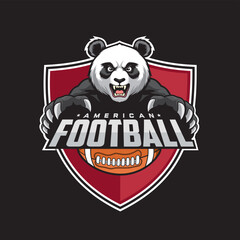 american football club logo panda vector illustration design