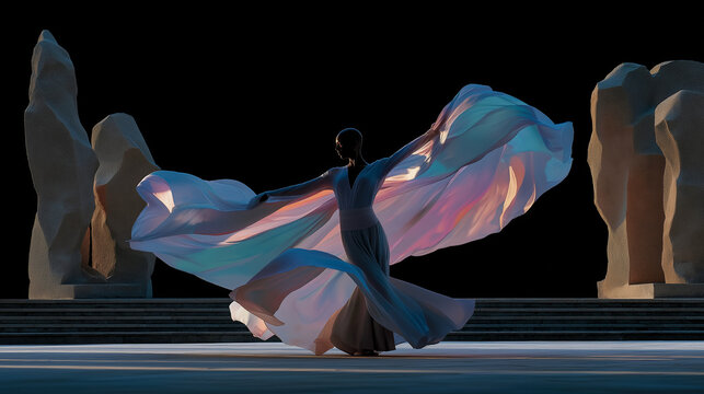 Dynamic pasodoble dance performance in a vibrant plaza
