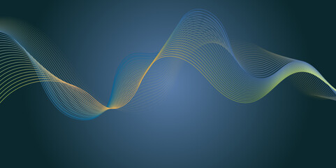 Abstract gradient wave lines on a dark background. Dynamic flowing curves create a modern, futuristic design. Ideal for tech, audio, digital interfaces, presentations, and creative backgrounds.