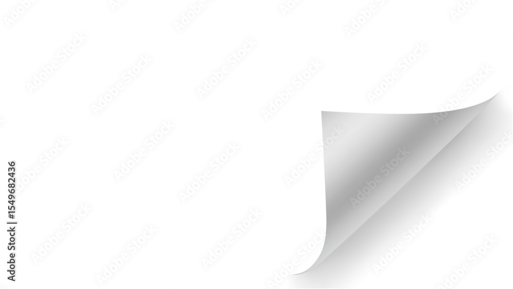 Poster elegant bottom right page flip: a pristine white sheet with a graceful curl and subtle shadow, perfe