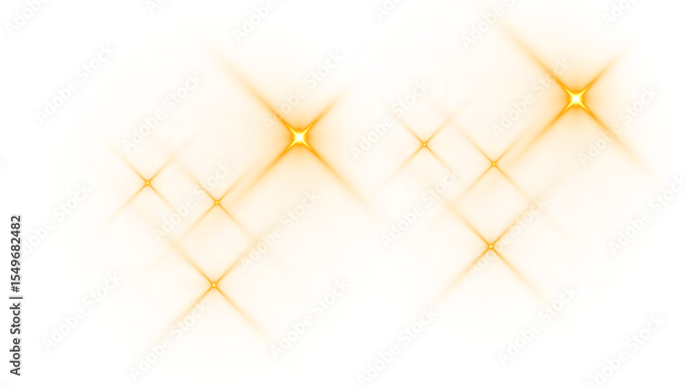 Poster glimmering golden sparkle array: radiant light flares dancing across a pure canvas, infusing brillia