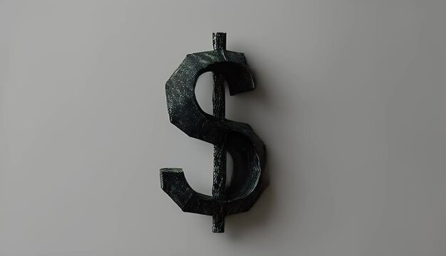 Folded Paper Currency Symbol on Neutral Background 