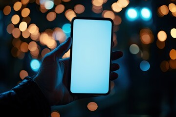 Clear Pixel Image of Male Hand Using Blank Touchscreen of Smartphone