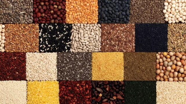 Diverse Seed and Grain Collection: A Nutritional Tapestry of Colors and Textures