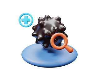 Cancer icon isolated on transparent background, Containing tumor, oncology, chemotherapy, biopsy, radiotherapy, ribbon, breast cancer, remission. Diagnosis, age indicators and awareness. 3d rendering