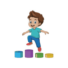 little boy playing with blocks