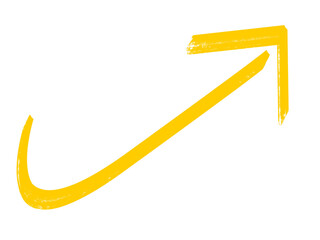 A yellow upward arrow illustration on a black background showing direction and growth
