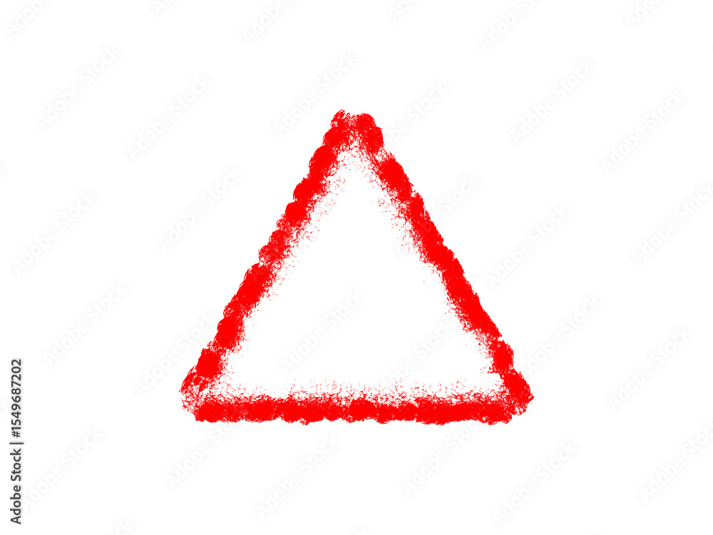 Poster bold red triangle outline on a stark black background with textured edges
