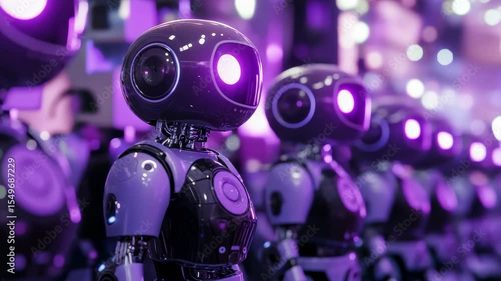 Aufkleber futuristic robot queue artificial intelligence development concept display