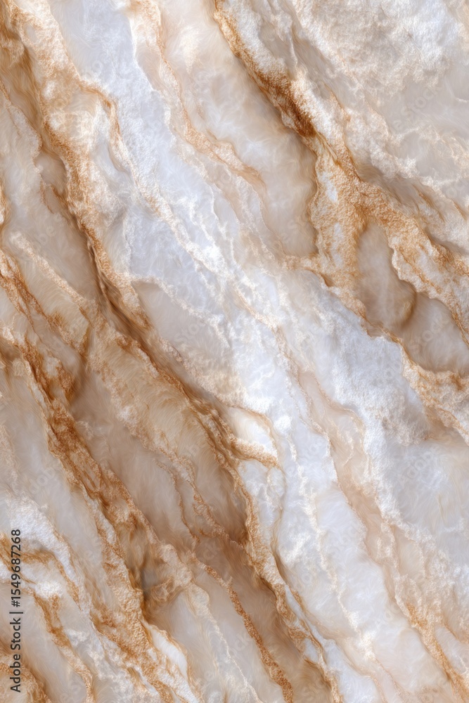 Poster a close up shot displaying a detailed marble texture with swirling beige and white color patterns