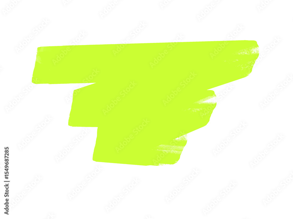 Poster abstract neon lime shape with a rough texture against a solid black background