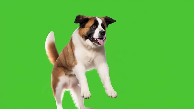 Saint Bernard Dog on Green Screen