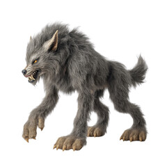 Obraz premium Fierce Werewolf Creature Roaming in a Dark Forest at Night with Sinister Glare and Thick Fur Transparent background or PNG