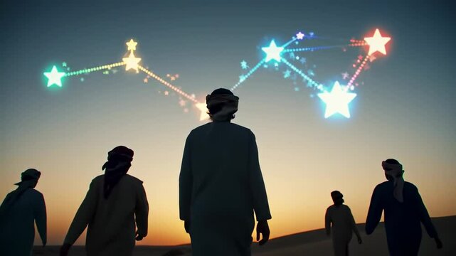  Desert nomads navigating by virtual constellations