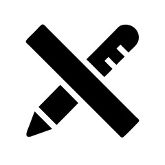 ruler and pencil crossed icon on white background  