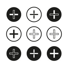 Obraz premium Plus sign icons. Addition symbol Vector. Medical cross graphic. Positive mark button.