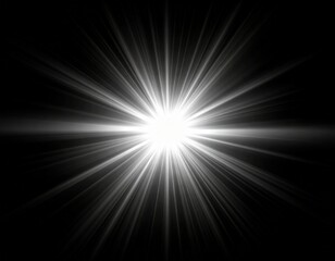 Bright White Light Flare On Black Background