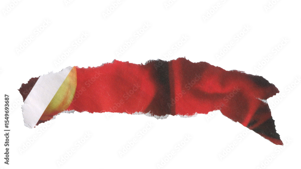 Aufkleber fiery ripped paper banner: a dynamic splash of red and orange with a subtle hint of peel, ready for 