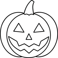 Halloween Pumpkin Line Art - Jack O'Lantern Outline Vector