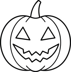 Scary Pumpkin Line Art – Halloween Jack O' Lantern Vector Illustration