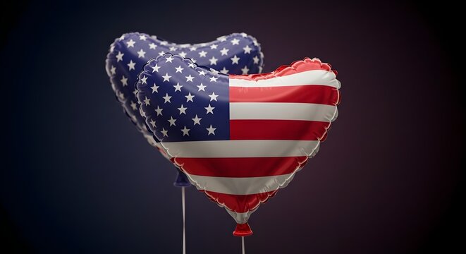 American flag, Usa flag, Stars and stripes, American Flag Heart Balloons