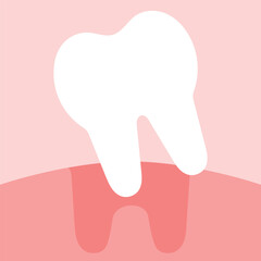 White tooth loss on a pink background.