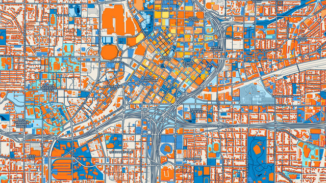 Colorful Atlanta Street Map with Labels and Buildings