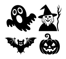 Halloween Pumpkin Icon Set with Spooky and Fun Holiday Illustrations vector