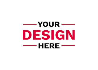 Modern mockup badge featuring your design here text in bold style as a customizable branding icon.