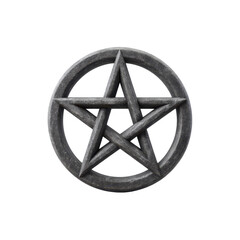 Black pentagram symbol enclosed in a circle, representing mysticism, spirituality, and esoteric beliefs in a minimalist style Transparent background or PNG